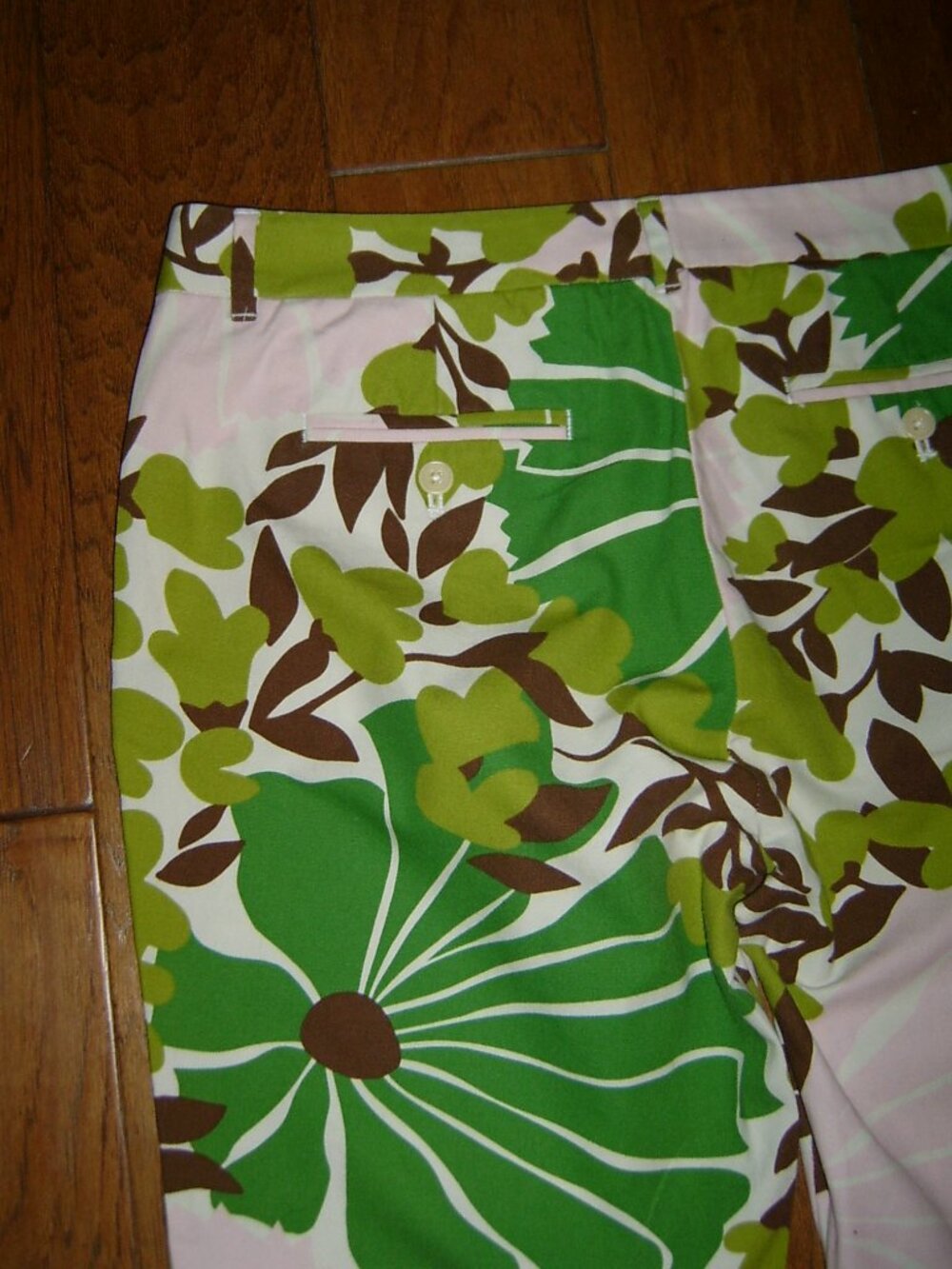 J. Crew Green Floral Capri Crop Pants, Size 10 - Picture 4 of 4
